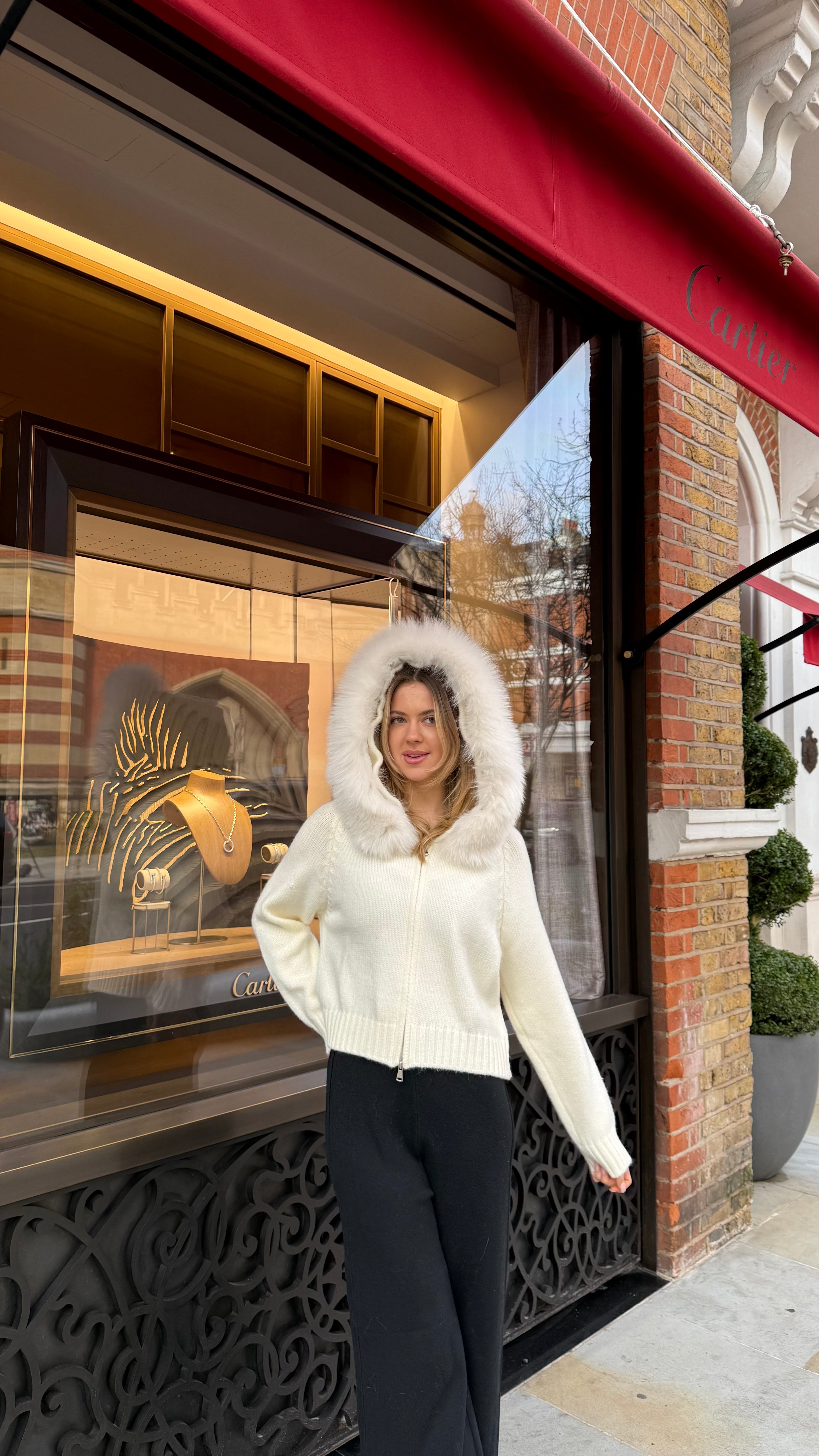 Velvet Cardigan - White