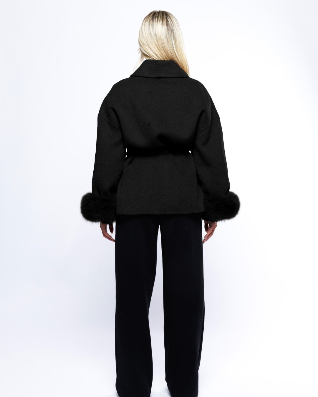 Velvet Blazer with Bow – Black