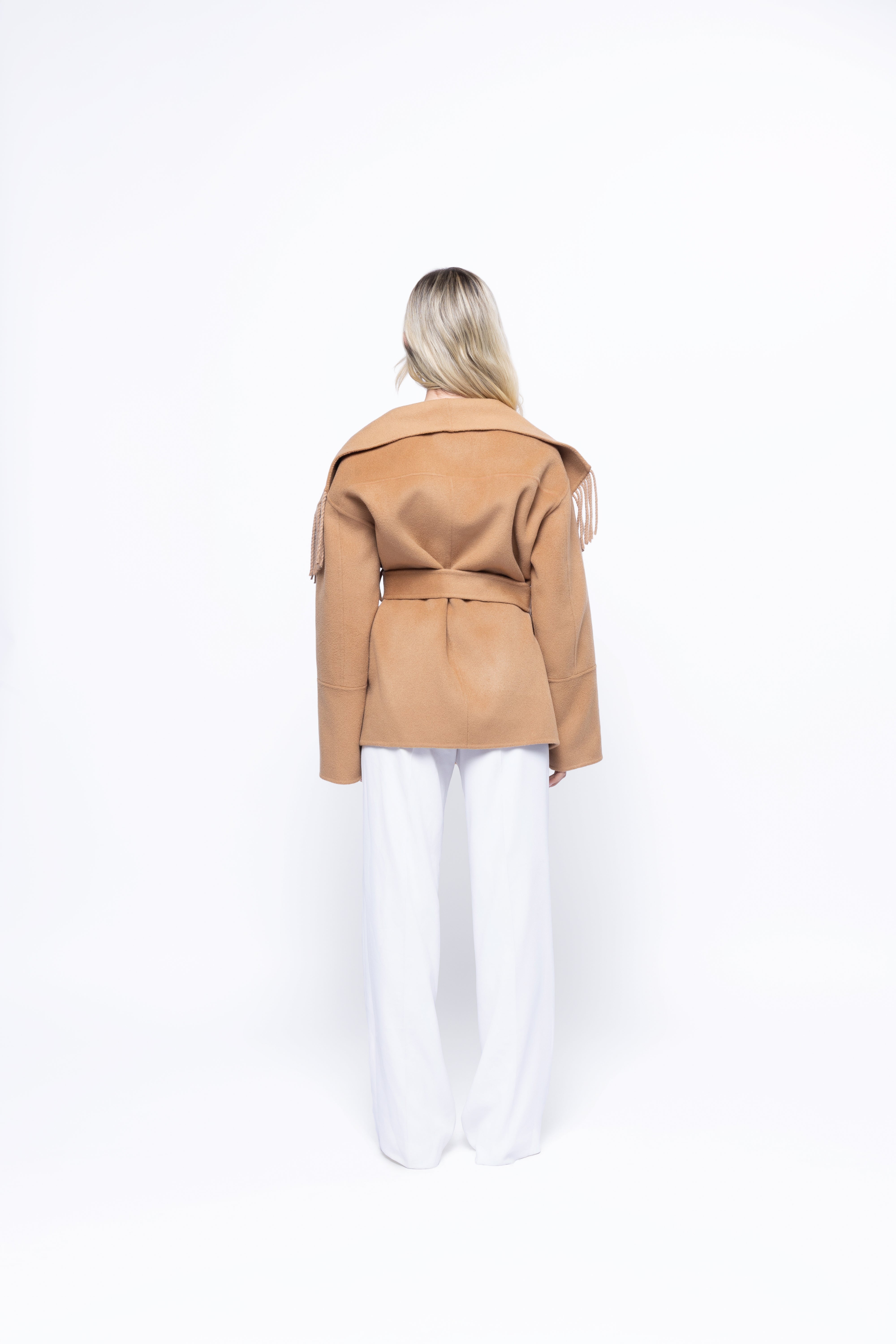 Amara Fringe Wool Wrap Coat