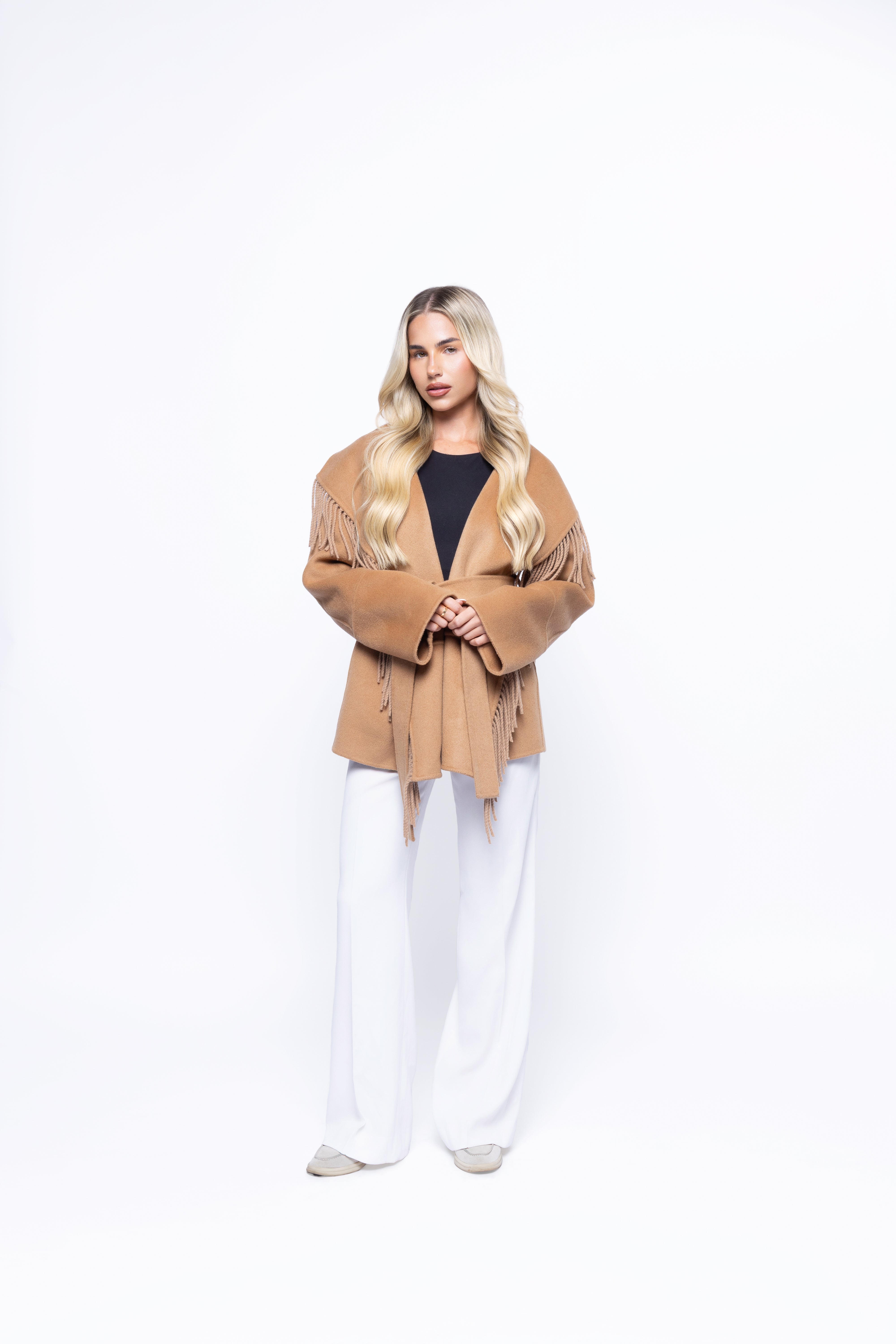 Amara Fringe Wool Wrap Coat