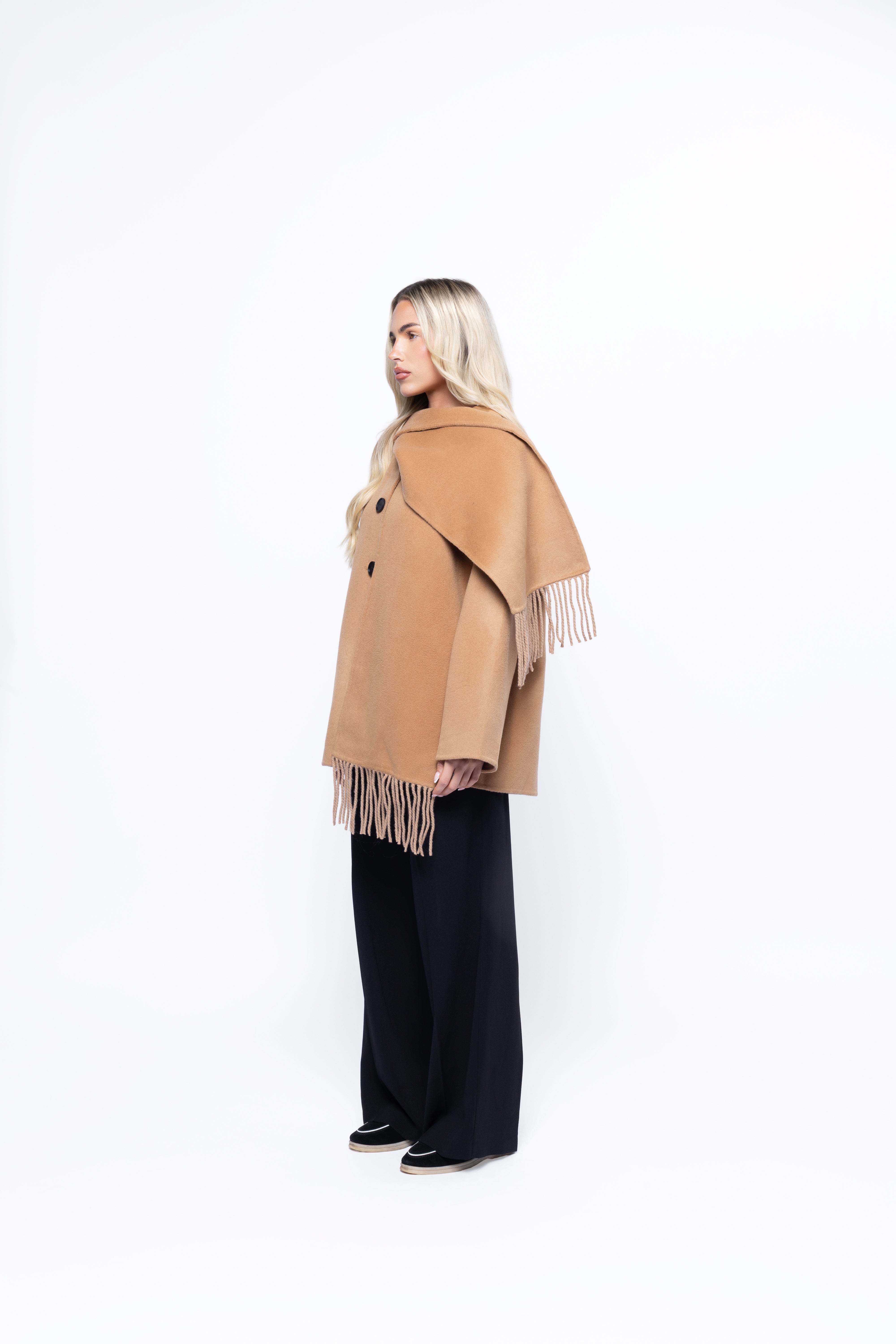 Siena Wool Coat with Scarf Detail