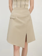 FSLE Women 2025 Summer New Style Design-Sensitive Asymmetric Workwear-Style Half Skirt for Commuting A-Line Mini Skirt 25FS12434