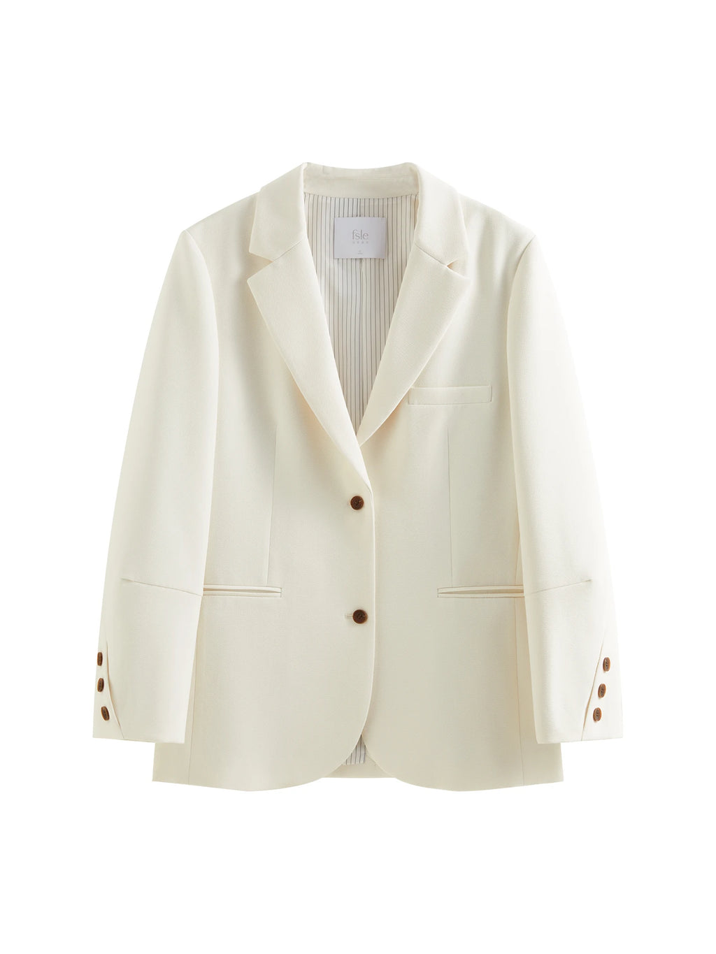 FSLE Women Beige Blazer Coats 2025 Spring New Casual Commuter Loose Blazer Notched Collar Single Breasted Jackets 25FS11064