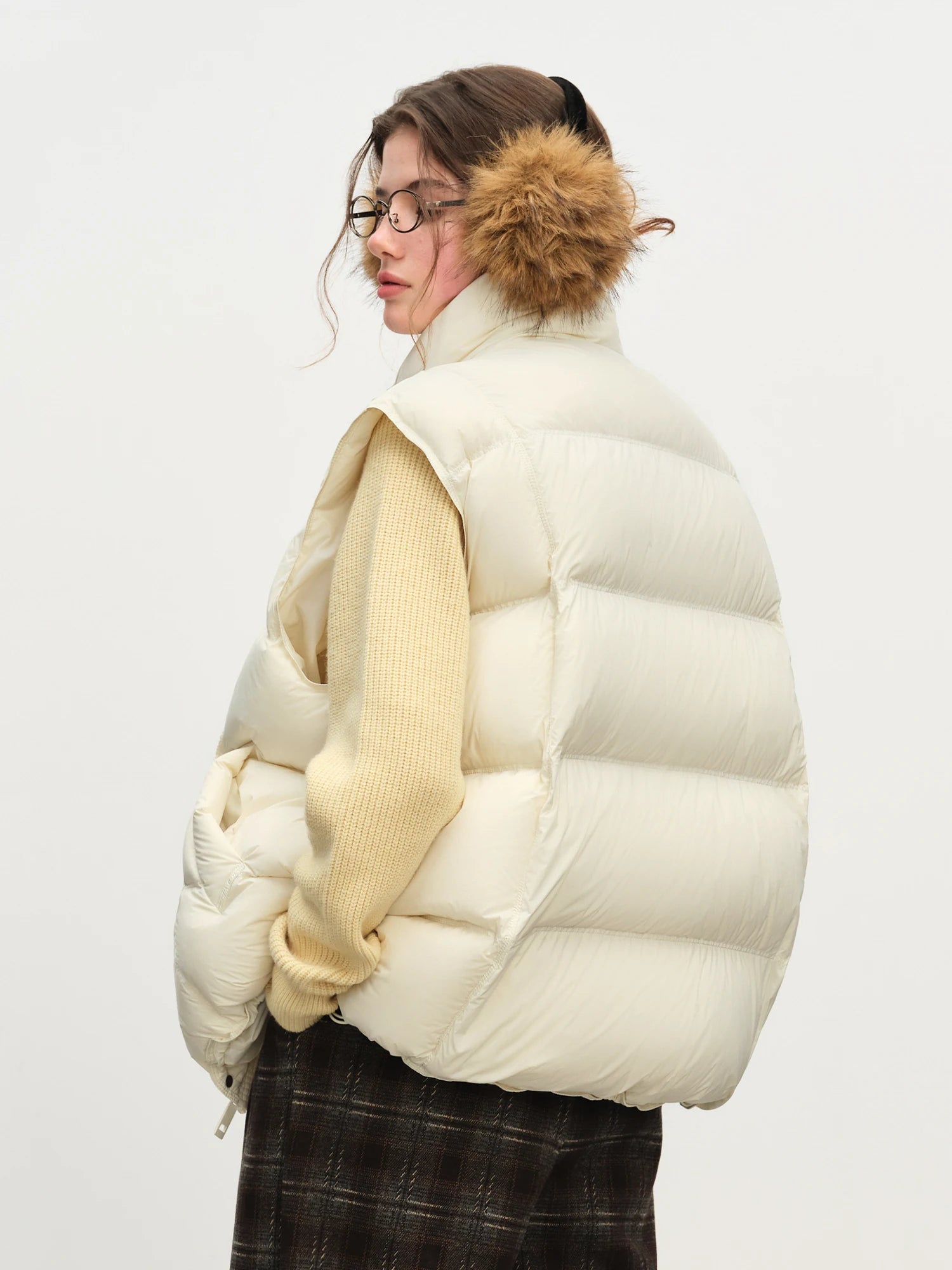 FSLE 2025 Winter Women's Korean Style Stand Collar Puffer Vest - Lightweight Down-Free Design Oversized Cloud-Like Fit Casual
