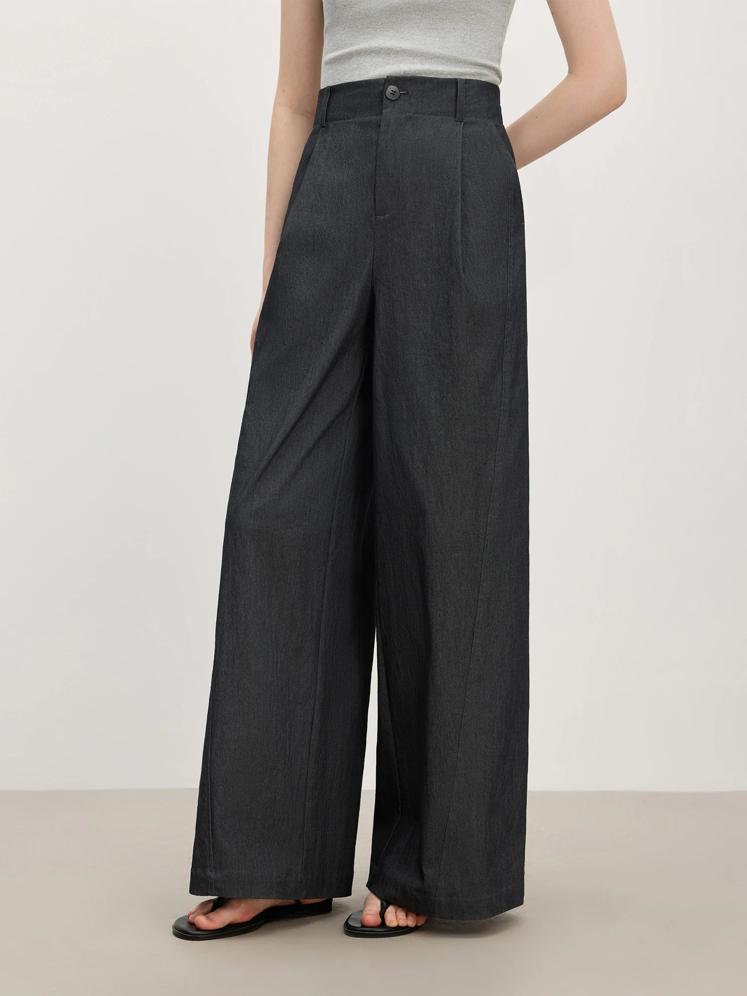 FSLE 2025 Summer Women's Relaxed-Fit Wide-Leg Pants - Effortless Slouchy Silhouette & Breathable Linen Blend for Casual Chic