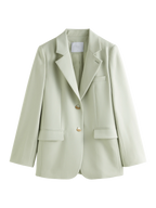 FSLE Versatile Elegant Style Blazer Jacket for Women 2025 New Arrival Unique Design Office Loose Top Green Chic Coat 25FS11075