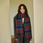 USPOP  Wool blended plaid scarf for Women Korean style shawl student soft warm neck scarf
