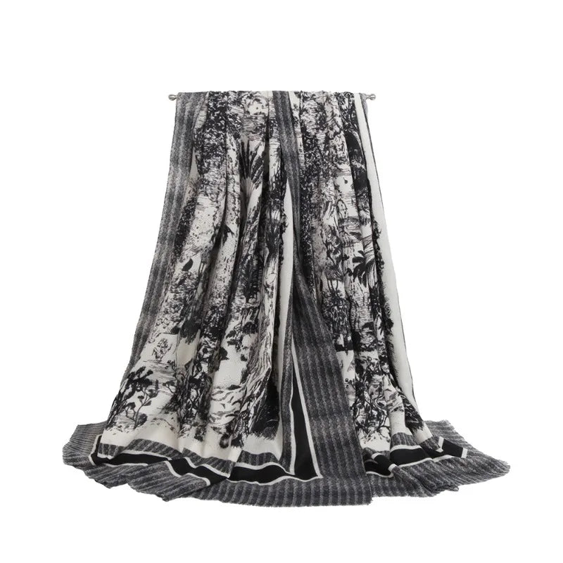 USPOP New Jungle Print Milk Fleece Scarf for Women, Autumn Winter Warm Shawl Wrap Neck Scarf