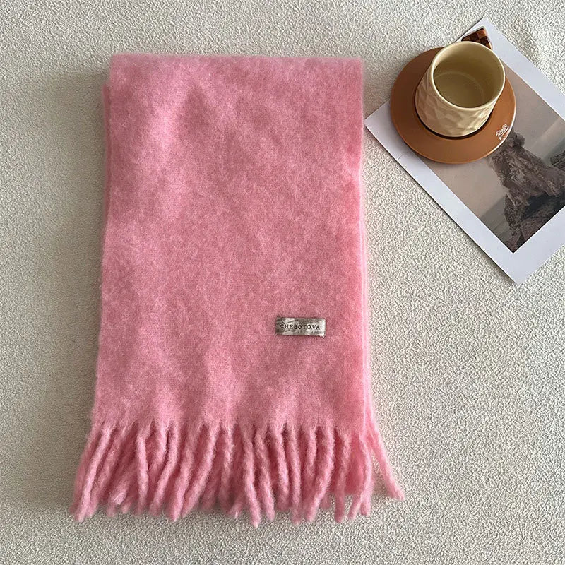 USPOP 80% Wool Woolen Scarf  for Winter Solid Color Versatile Couple's Cold-proof Shawl