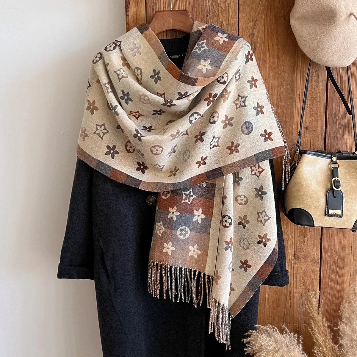 New Brand National Style Cashmere Scarf Winter Women Pashmina Shawls Warm Blanket Wraps Female Foulard Bandana Thick Scarves