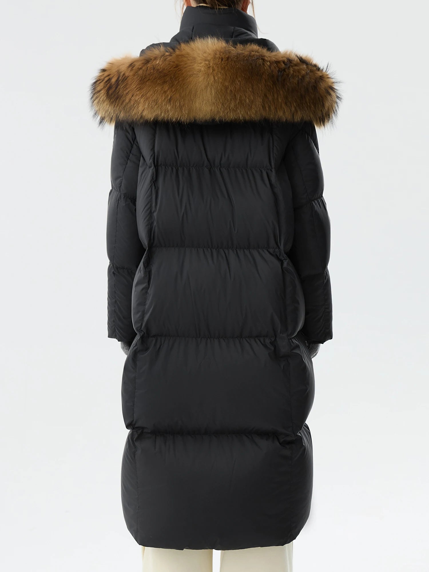 FSLE 225.07G Filling Amount Long Fur Collar Down Jacket for Women Winter 2024 New Thickened Over-the-knee Warm Coat 24FS14205