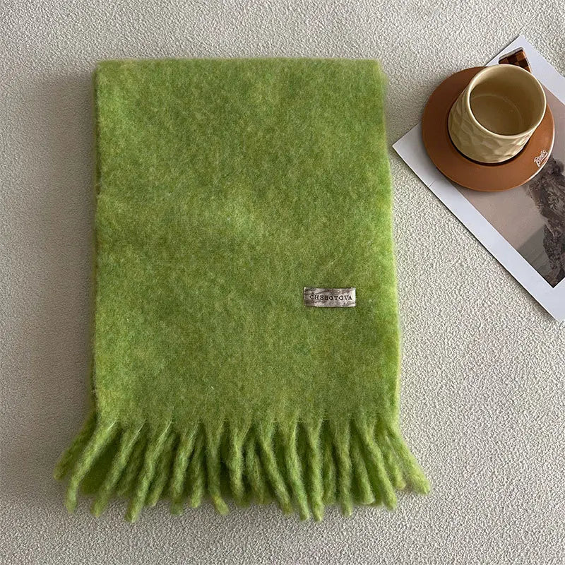 USPOP 80% Wool Woolen Scarf  for Winter Solid Color Versatile Couple's Cold-proof Shawl