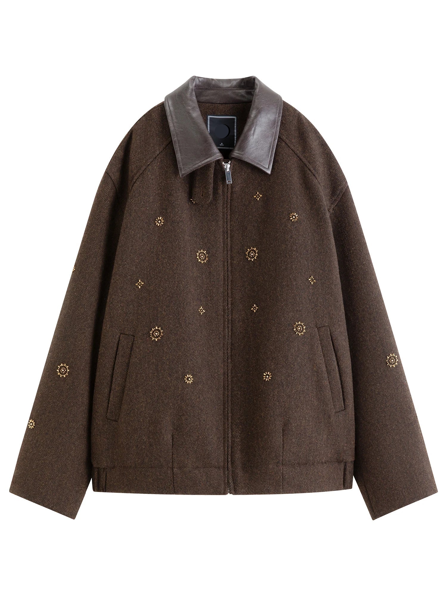 FSLE【Premium Series】Wool Embroidery Patchwork Tweed Coat Women 2025 Winter New Jacket Turn Down Collar Commuting Age-reducing