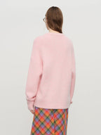 FSLE 2025 Winter Women's Henley Neck Alpaca Wool Blend Sweater - Minimalist Oversized Stand Collar Top for Casual Comfort
