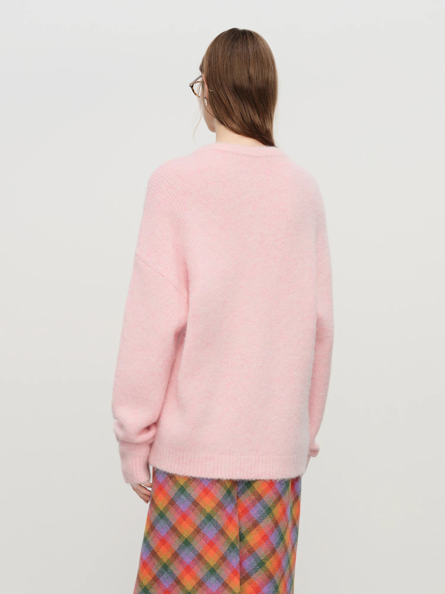 FSLE 2025 Winter Women's Henley Neck Alpaca Wool Blend Sweater - Minimalist Oversized Stand Collar Top for Casual Comfort