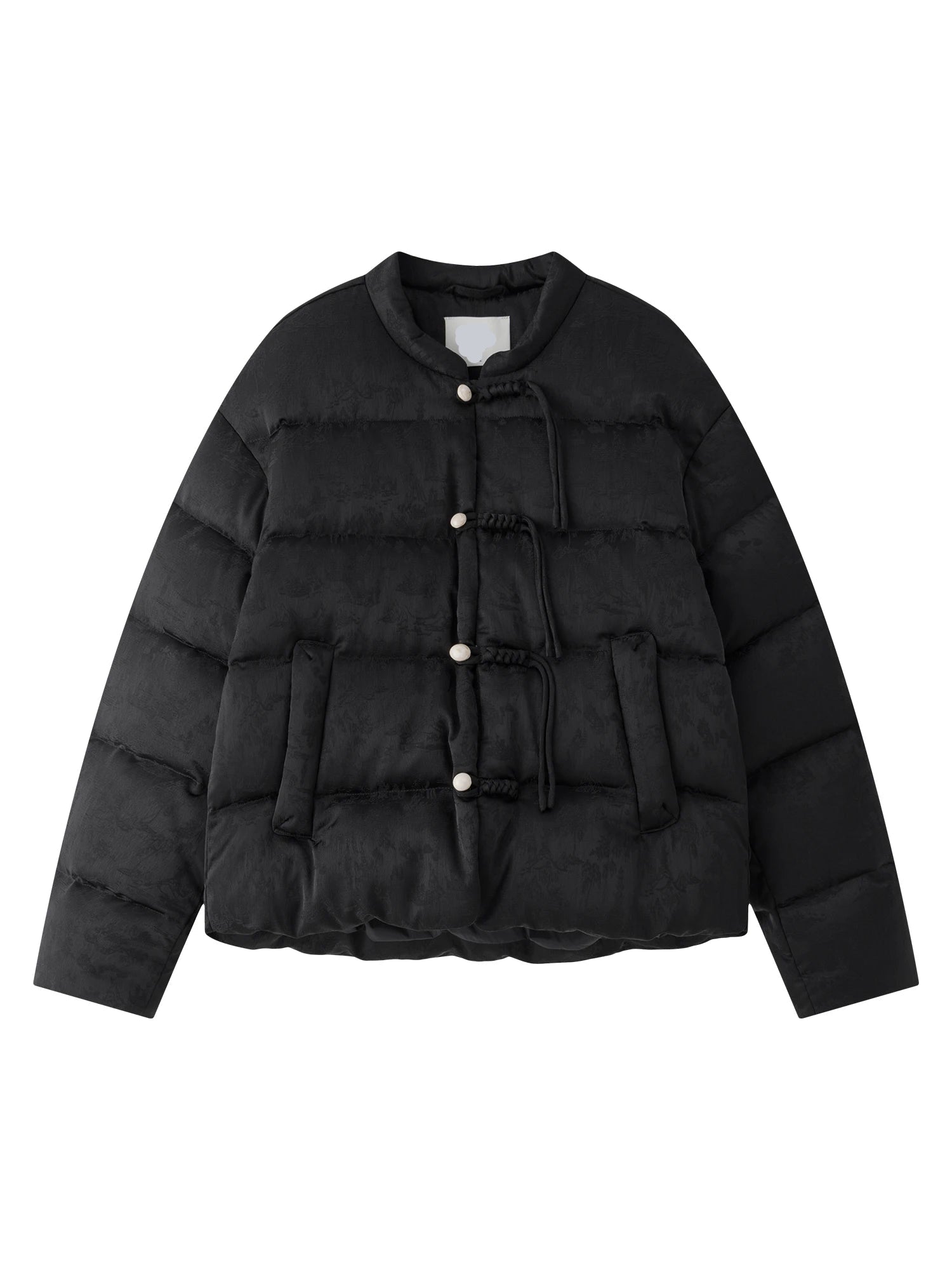 FSLE 115.2G Filling Amount Stand-up Collar New Chinese Style Down Coat For Women 2024 New Jacquard Warm Casual Jacket 24FS14068