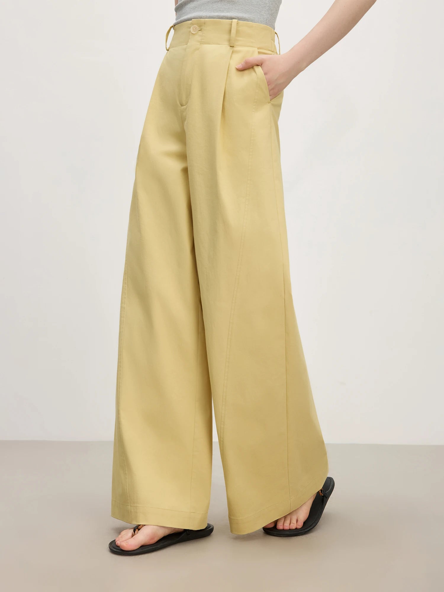 FSLE 2025 Summer Women's Relaxed-Fit Wide-Leg Pants - Effortless Slouchy Silhouette & Breathable Linen Blend for Casual Chic