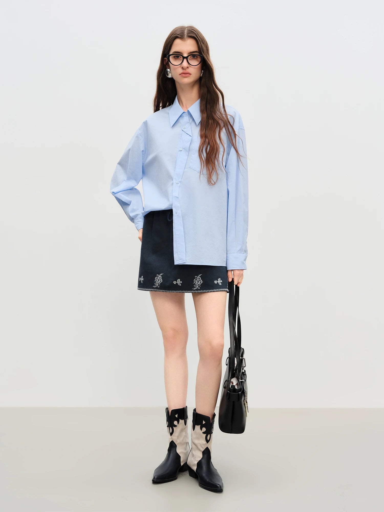 FSLE【Premium Series】Cotton Embroidered Design Short Skirt For Women 2025 New Arrival Spring Autumn Chic Straight Short Skirt