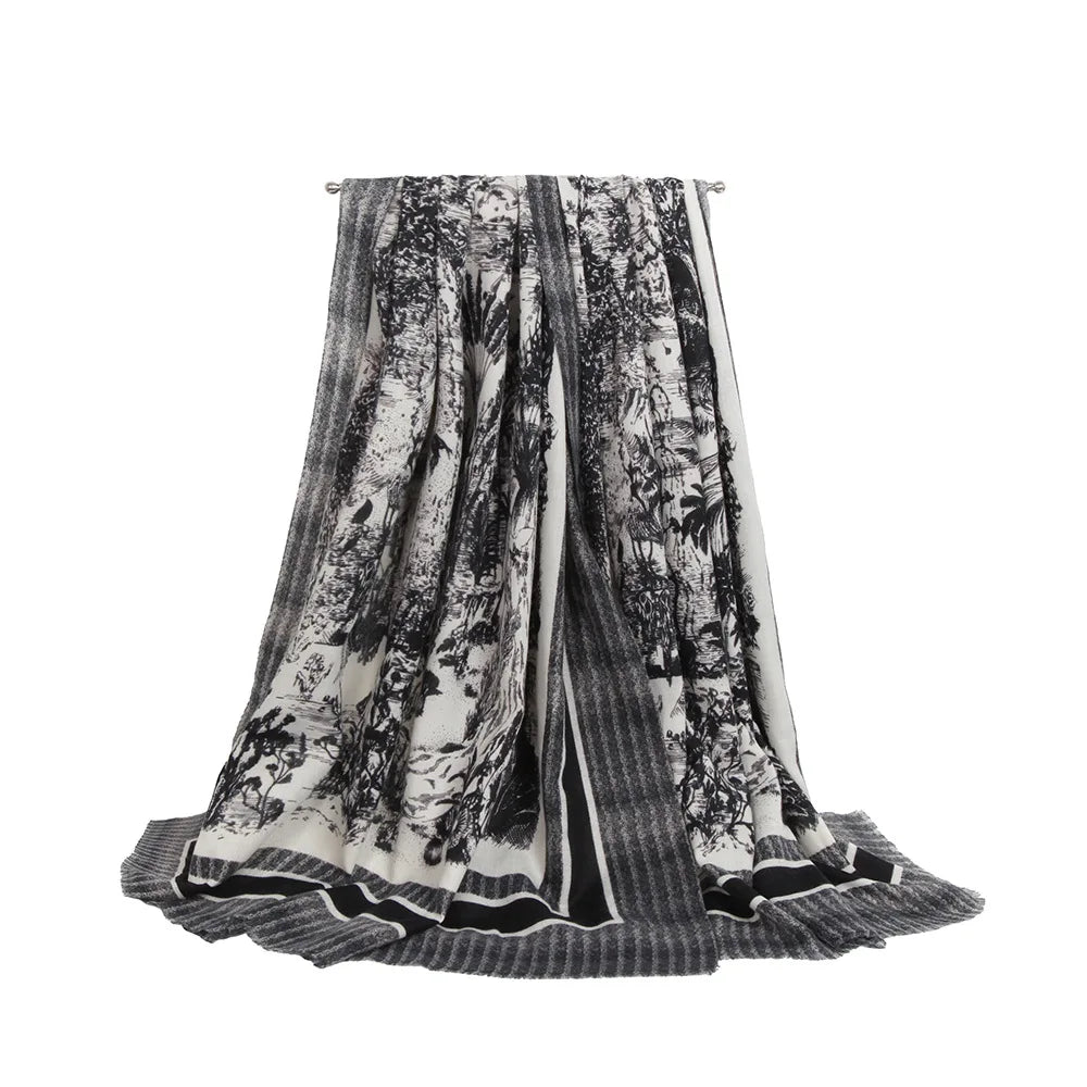 USPOP New Jungle Print Milk Fleece Scarf for Women, Autumn Winter Warm Shawl Wrap Neck Scarf