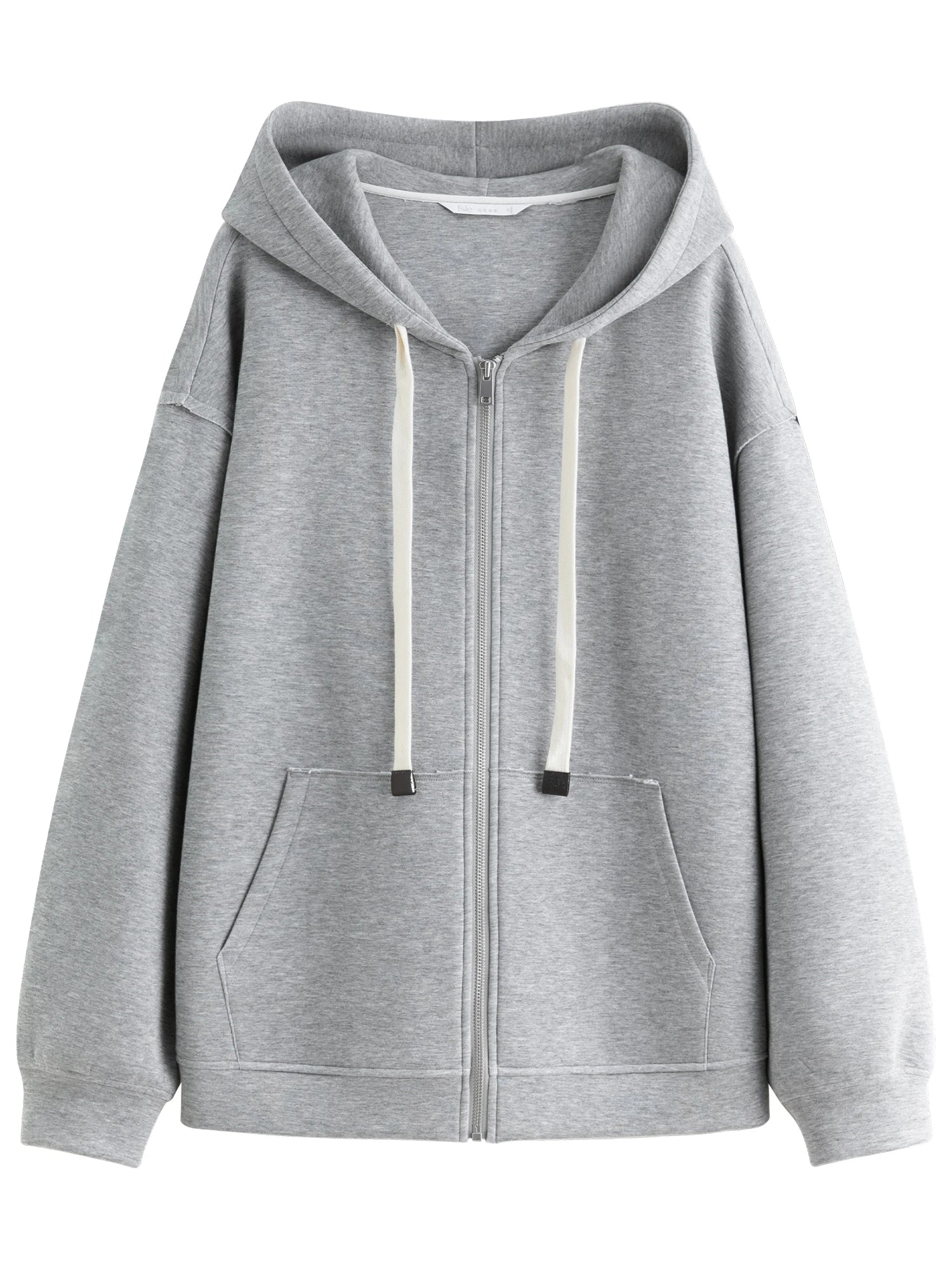 FSLE Autumn 2025 Women's Drop Shoulder Sweatshirt - Textured Open Front Relaxed Fit Casual Layer Loose Knit Top