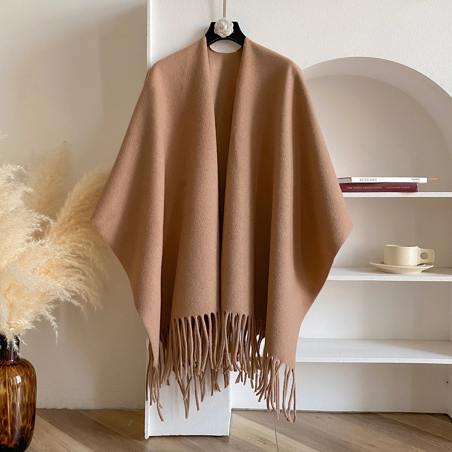 Winter Women Poncho Warm Shawl Double Sided Designer Thickening Blanket Luxury Scarf Female Cloak Cashmere Pashmina Cape Stole