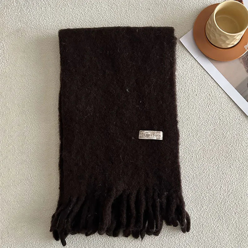 USPOP 80% Wool Woolen Scarf  for Winter Solid Color Versatile Couple's Cold-proof Shawl