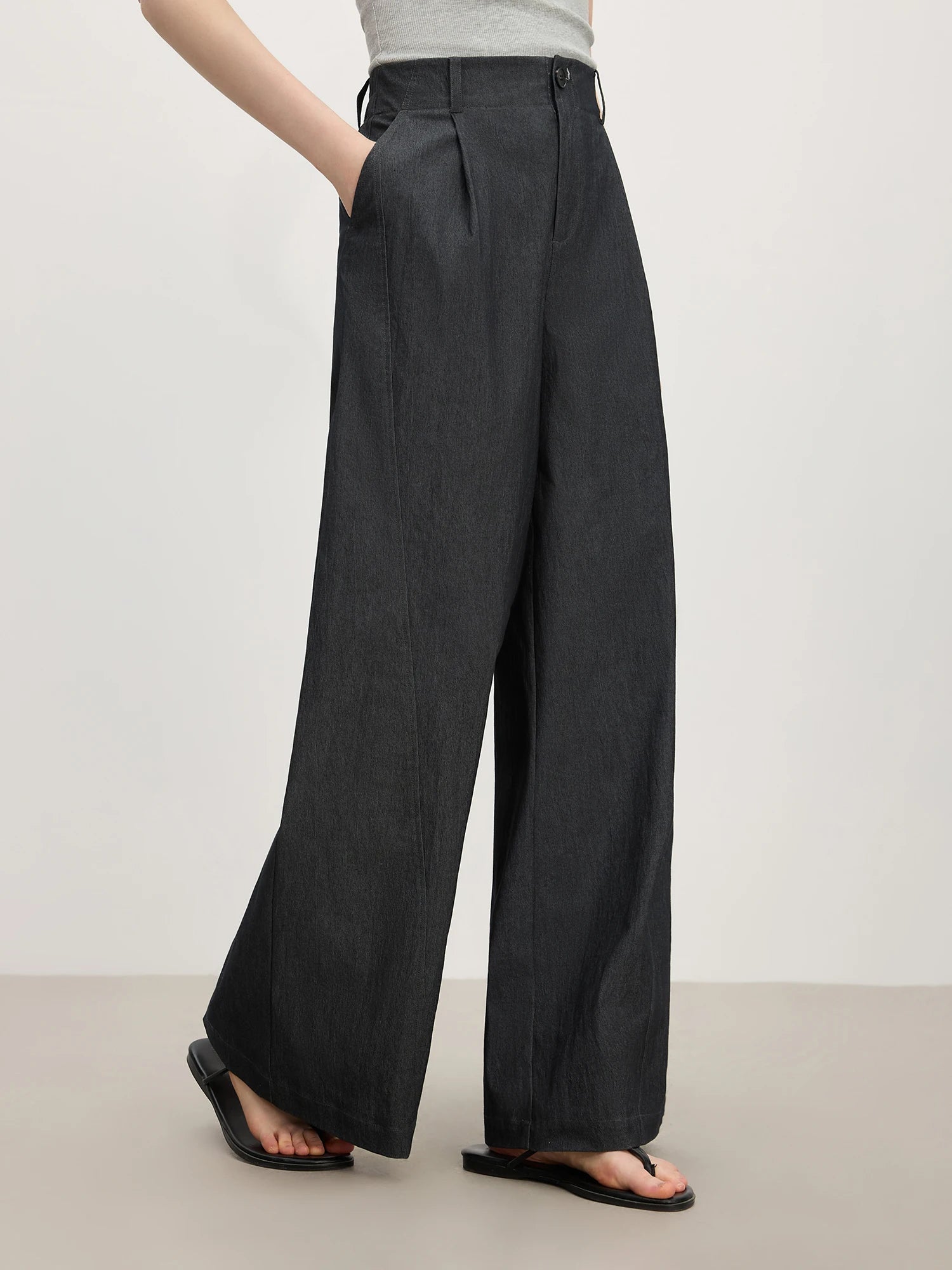 FSLE 2025 Summer Women's Relaxed-Fit Wide-Leg Pants - Effortless Slouchy Silhouette & Breathable Linen Blend for Casual Chic