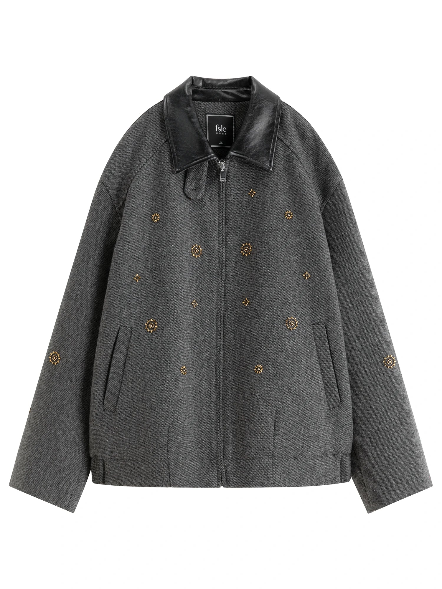FSLE【Premium Series】Wool Embroidery Patchwork Tweed Coat Women 2025 Winter New Jacket Turn Down Collar Commuting Age-reducing