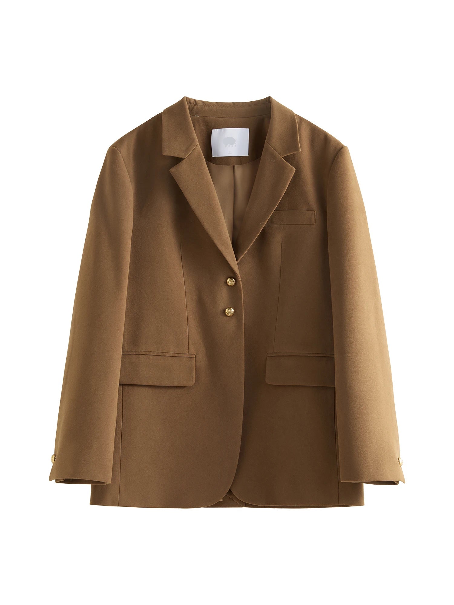 FSLE Women Brown Blazers Faux Suede Single-Breasted Blazers 2024 Winter Loose Casual Notched Collar Coats 24FS14710