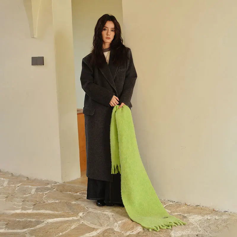 USPOP 80% Wool Woolen Scarf  for Winter Solid Color Versatile Couple's Cold-proof Shawl