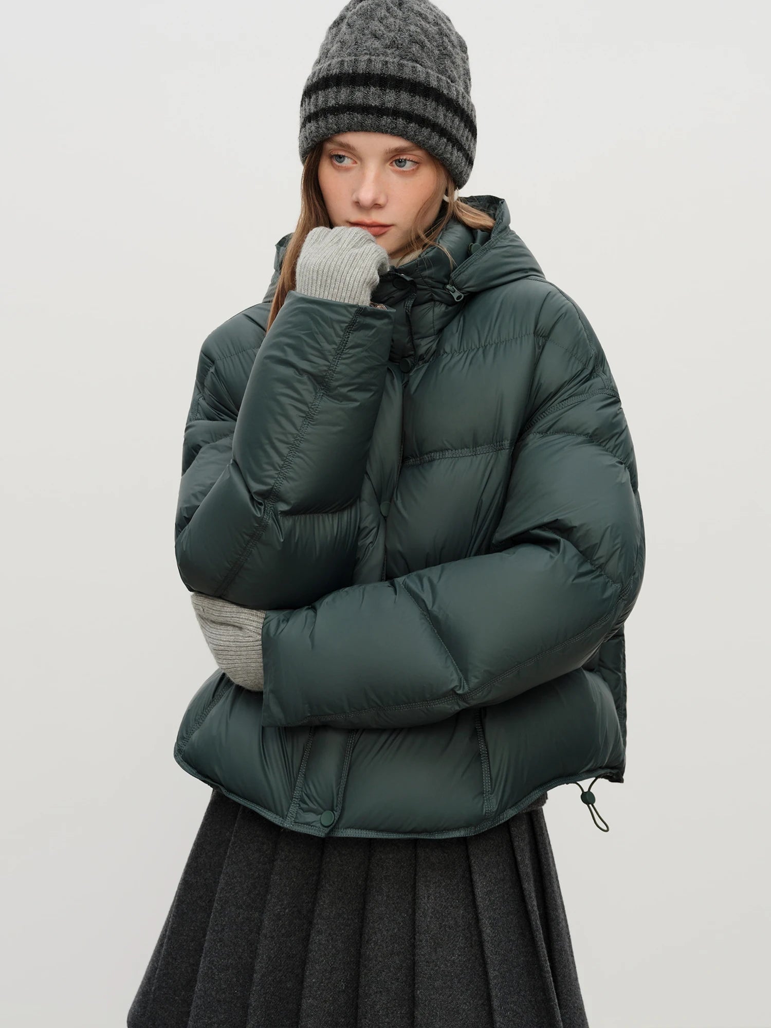 FSLE 2025 Winter Women Hooded Puffer Jacket Waterproof Downcoat Bubble Style Thermal Warm Coat Oversize Short Quilted Outerwear