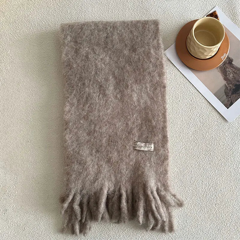 USPOP 80% Wool Woolen Scarf  for Winter Solid Color Versatile Couple's Cold-proof Shawl