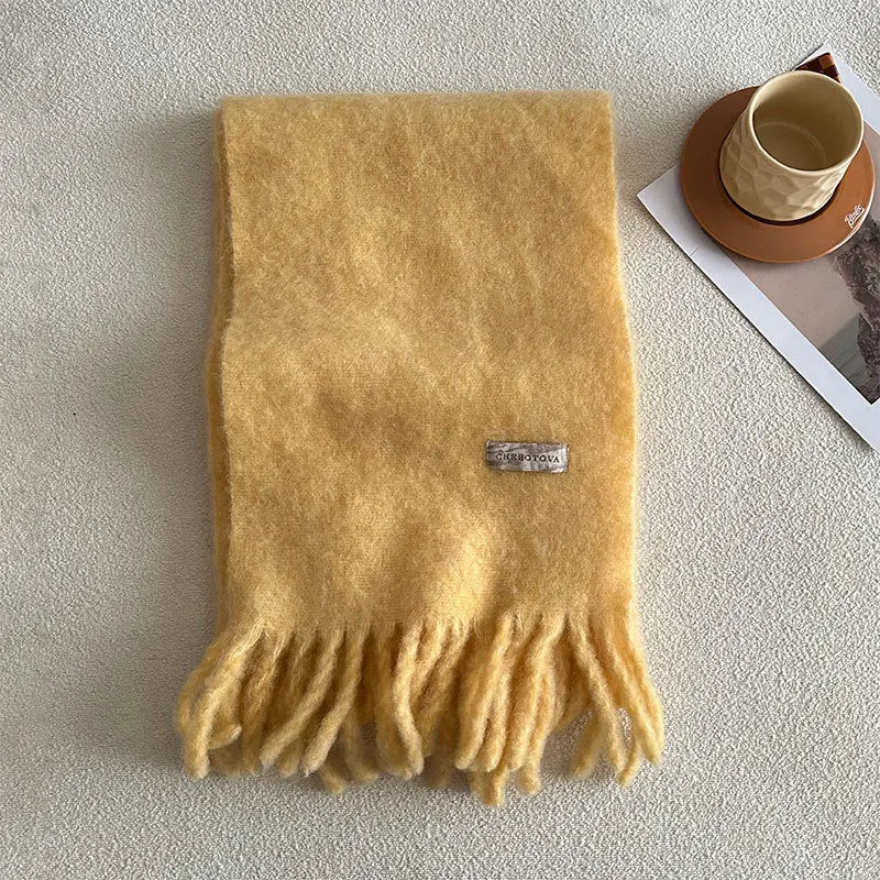 USPOP 80% Wool Woolen Scarf  for Winter Solid Color Versatile Couple's Cold-proof Shawl