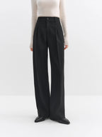 FSLE Women's High-Waisted Straight Leg Trousers 2025 New Flared Pants for Office Women Palazzos Classic Black Work Chic Pants