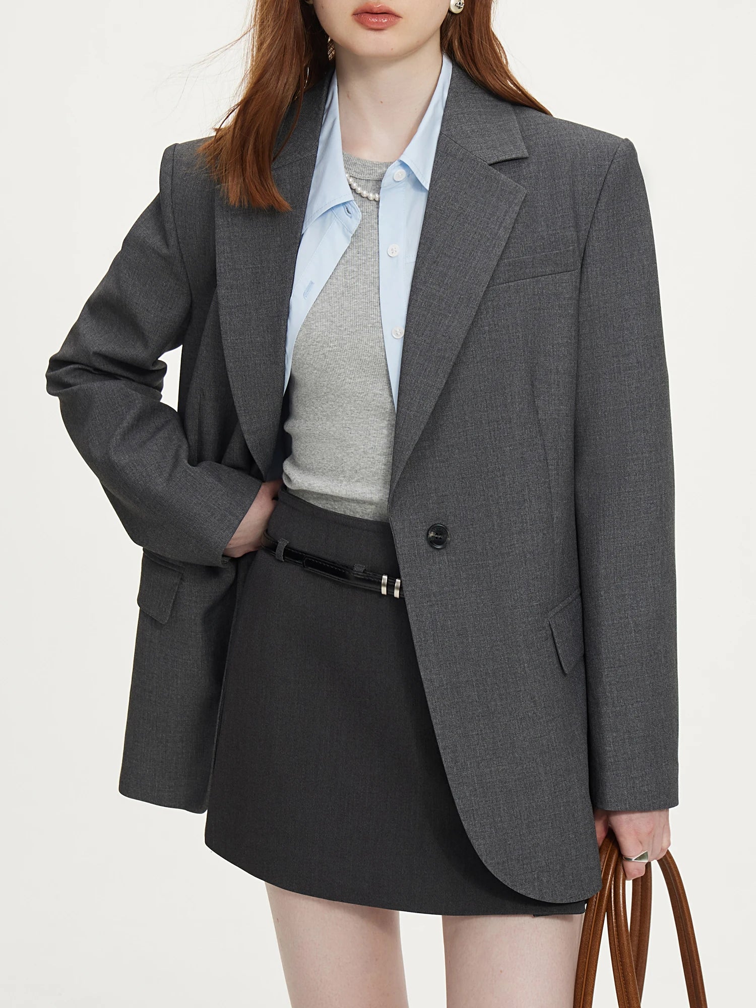 FSLE Office Lady Minimalist One Button Temperament Suit Jacket for Women in Autumn 2024 New Style Women Casual Blazer 24FS13165