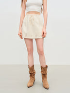 FSLE【Premium Series】Cotton Embroidered Design Short Skirt For Women 2025 New Arrival Spring Autumn Chic Straight Short Skirt