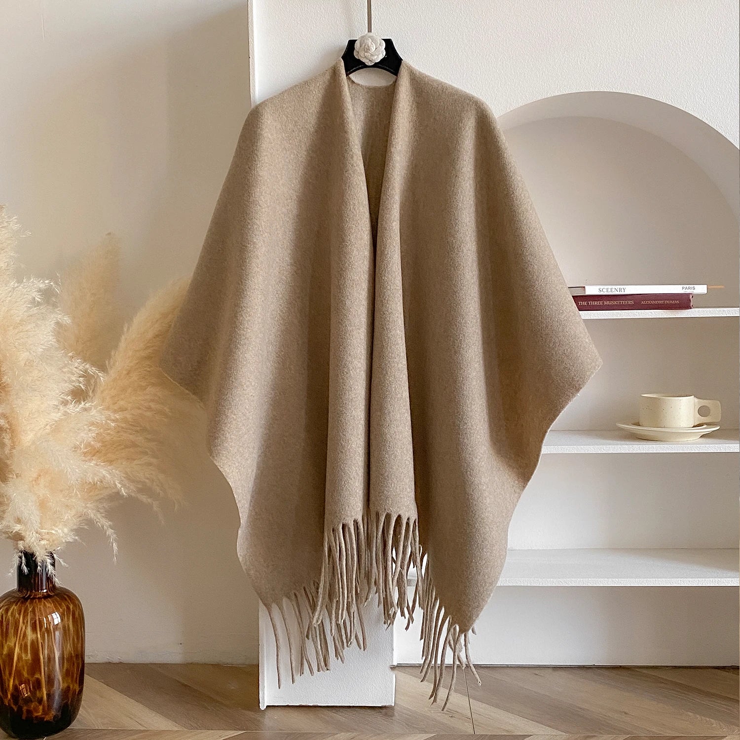 Winter Women Poncho Warm Shawl Double Sided Designer Thickening Blanket Luxury Scarf Female Cloak Cashmere Pashmina Cape Stole