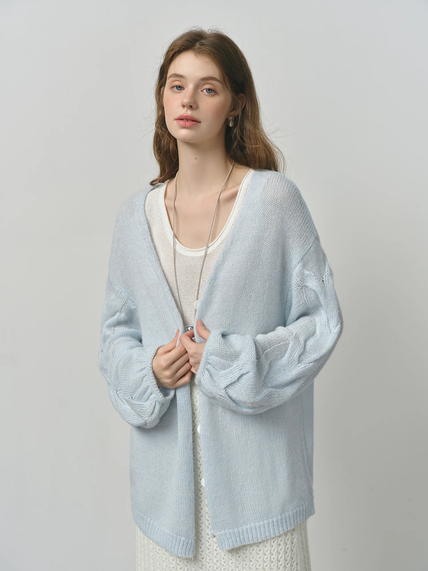 FSLE Alpaca Wool Loose Lazy Cable Knitted V-neck Cardigan Jacket Women's Autumn 2025 New 25FS13113