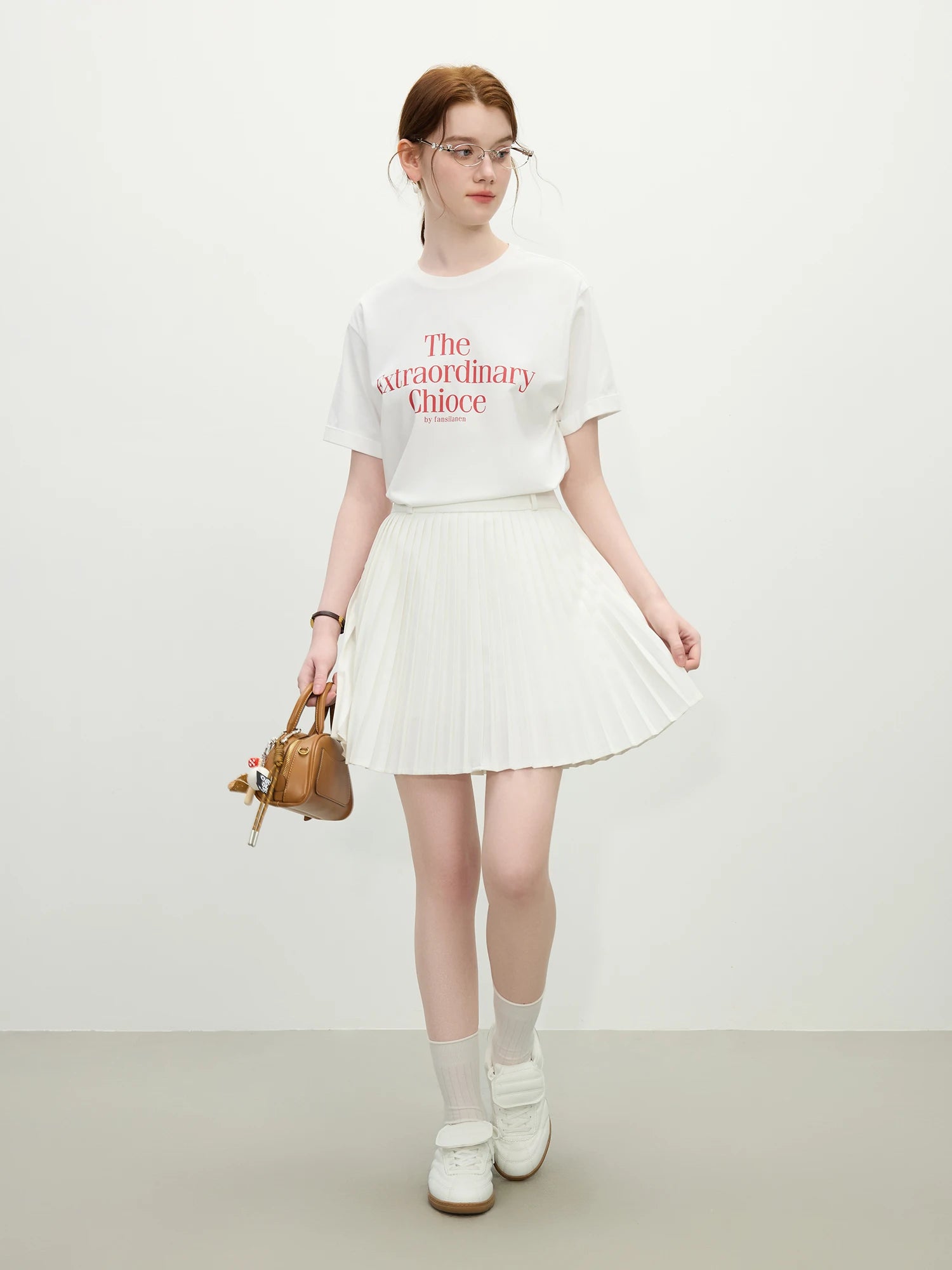 FSLE Office Lady White Wool-Blend Pleated Skirt 2025 Summer Slimming A-Line Mini Office To Chic Versatile Elegance 25FS12212