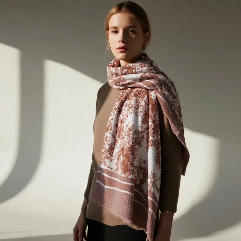 USPOP New Jungle Print Milk Fleece Scarf for Women, Autumn Winter Warm Shawl Wrap Neck Scarf