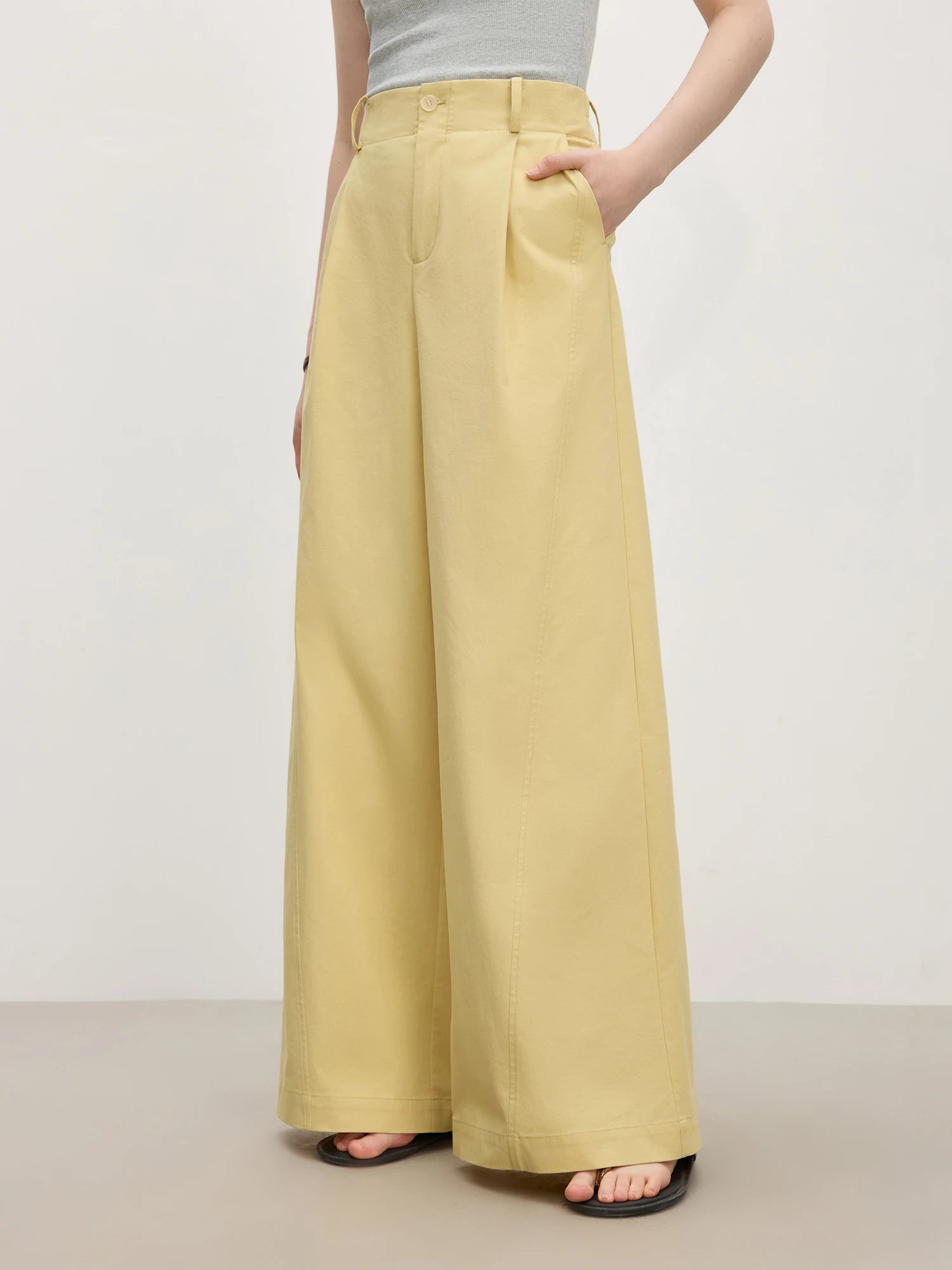 FSLE 2025 Summer Women's Relaxed-Fit Wide-Leg Pants - Effortless Slouchy Silhouette & Breathable Linen Blend for Casual Chic