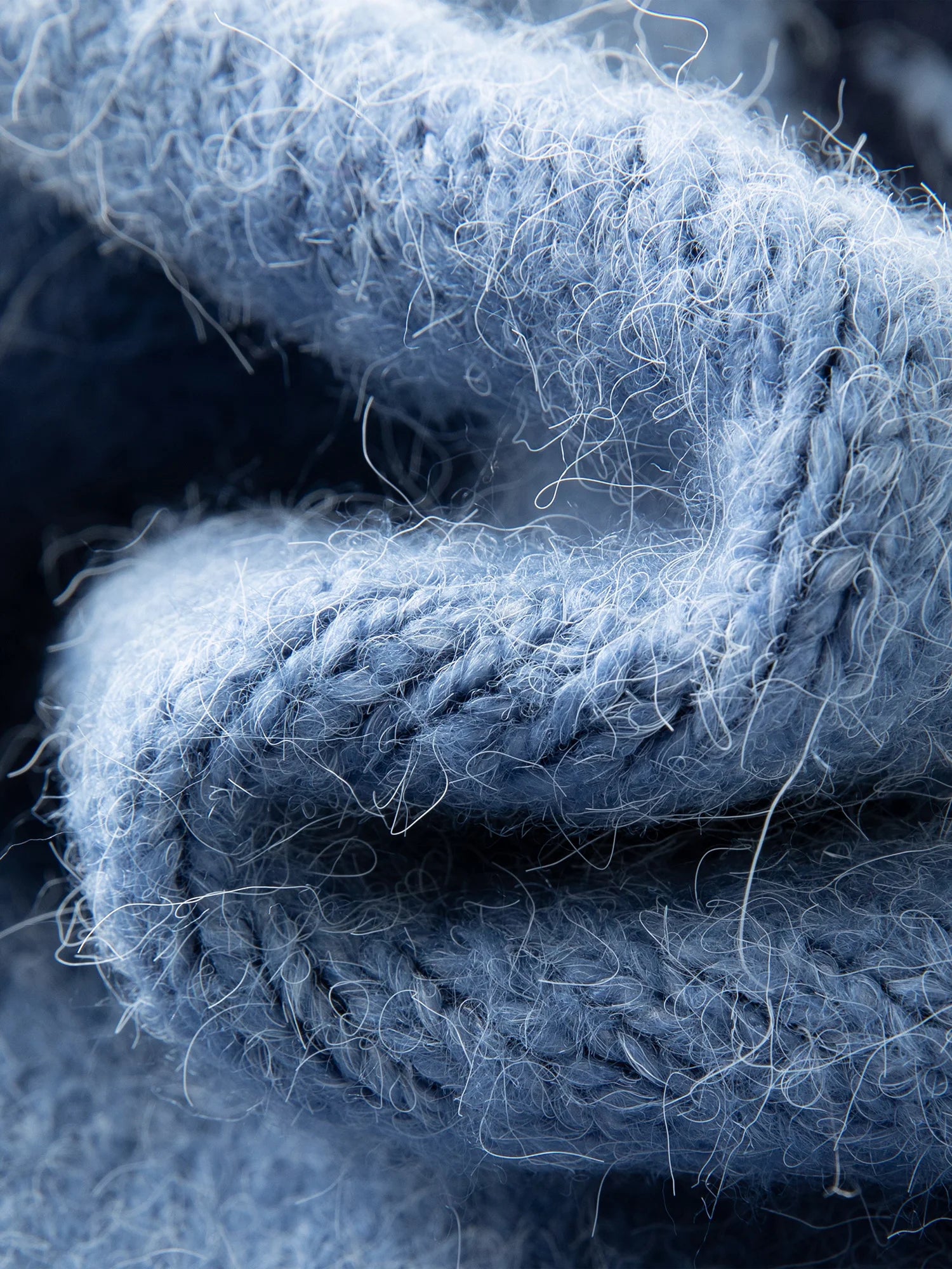 ​FSLE 2025 Winter Women's Retro Lazy Style Color Block Crochet Knit Sweater - Blue Open Front Cardigan for Casual Comfort​