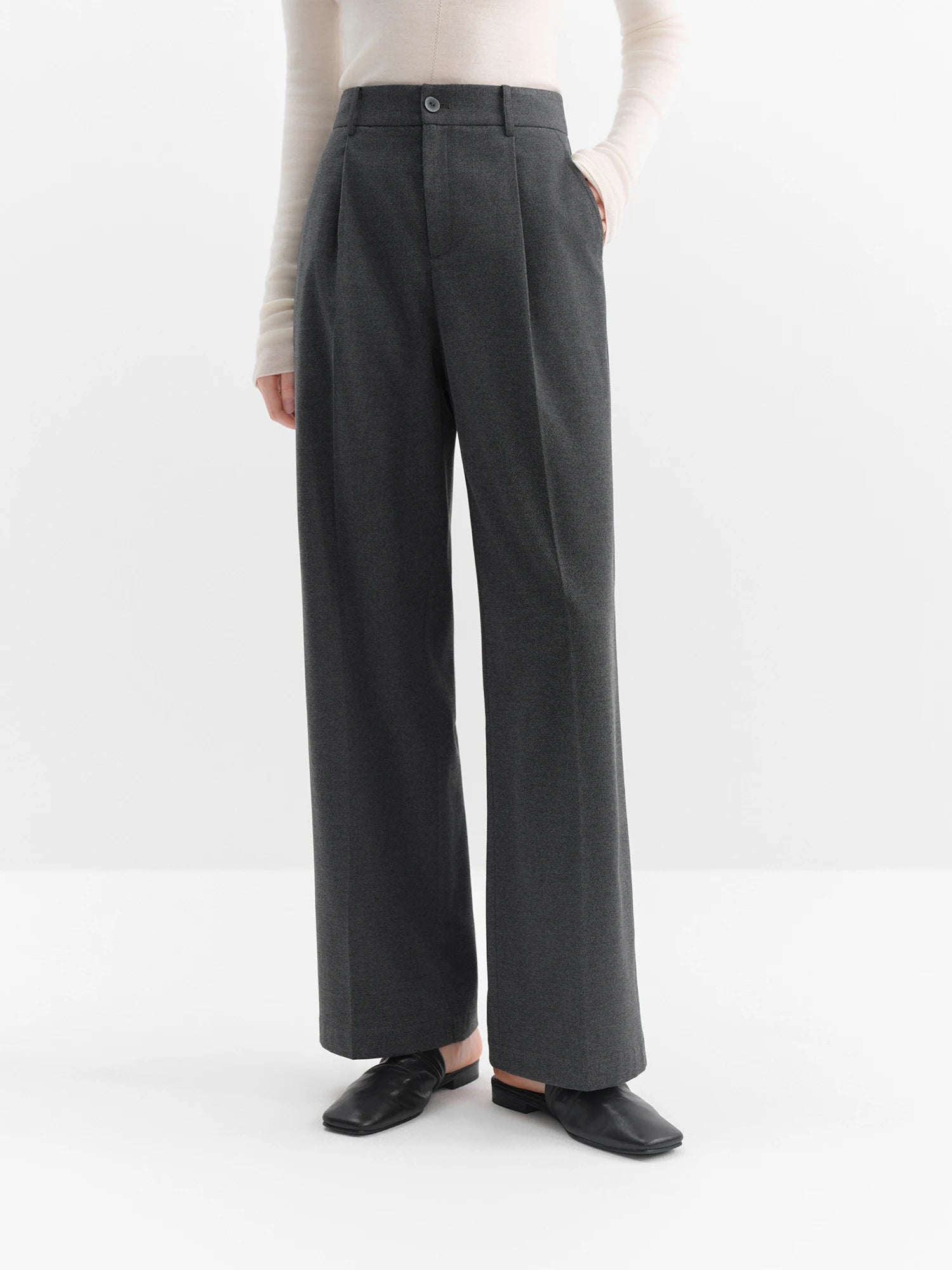 FSLE Women's High-Waisted Straight Leg Trousers 2025 New Flared Pants for Office Women Palazzos Classic Black Work Chic Pants