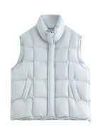 FSLE 2025 Winter Women's Korean Style Stand Collar Puffer Vest - Lightweight Down-Free Design Oversized Cloud-Like Fit Casual