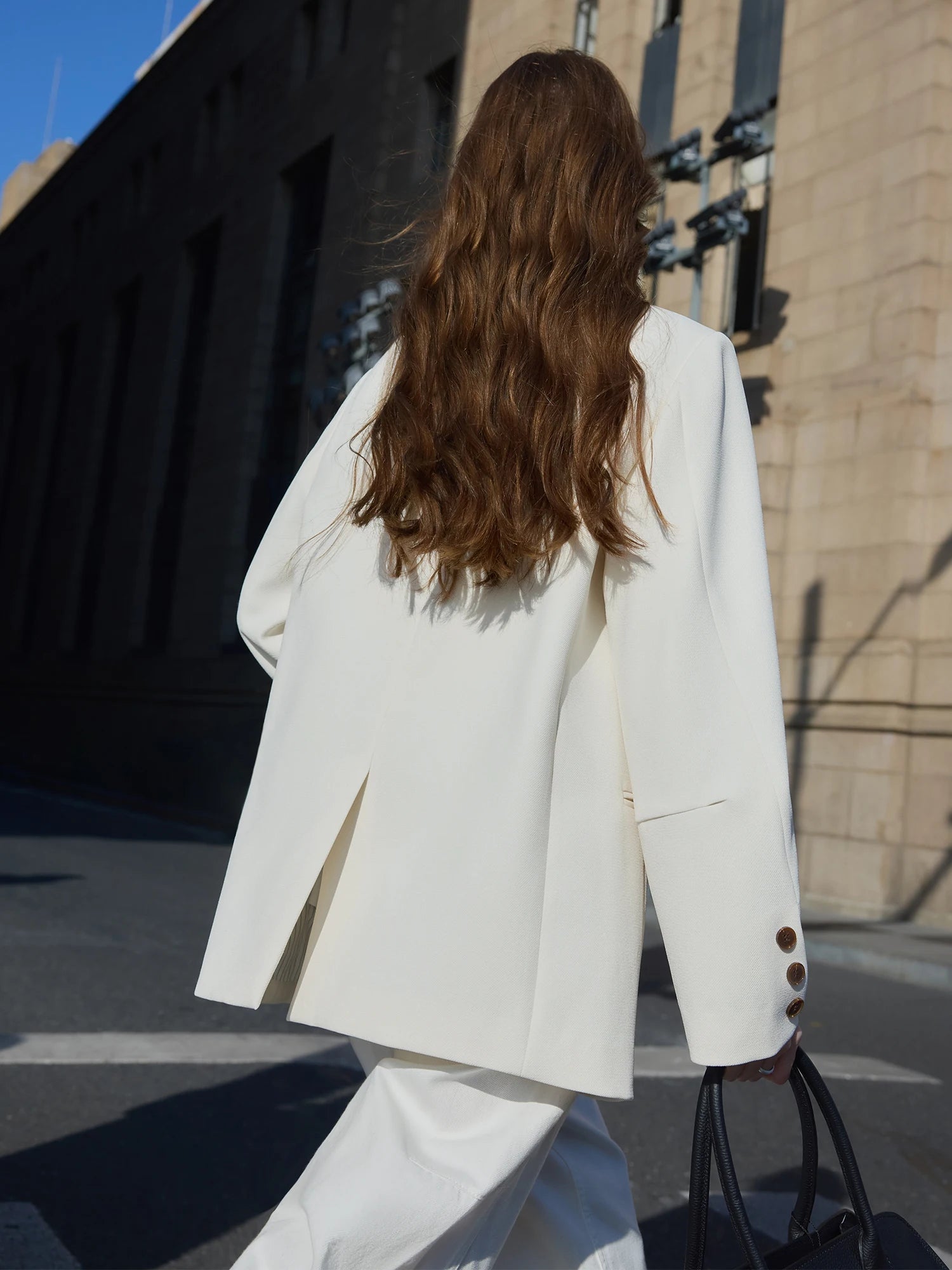 FSLE Women Beige Blazer Coats 2025 Spring New Casual Commuter Loose Blazer Notched Collar Single Breasted Jackets 25FS11064