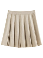 FSLE 【3 Colors】Office Lady Twill Pleated Apricot Above-Knee Length Skirts High Waist Zipper Waist Spring Mini Skirt 24FS11141
