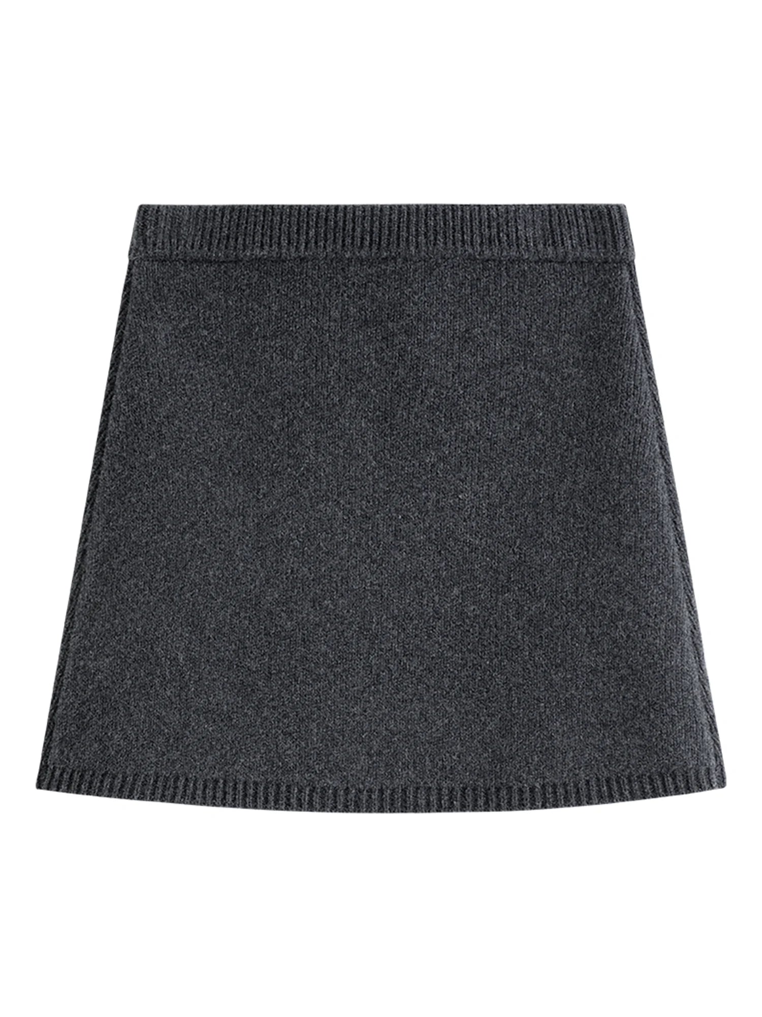 FSLE【Premium Series】 Winter 2025 Women's Minimalist Knit Set - Round Neck Sweater & A-Line Skirt Casual Comfort Two Piece Outfit