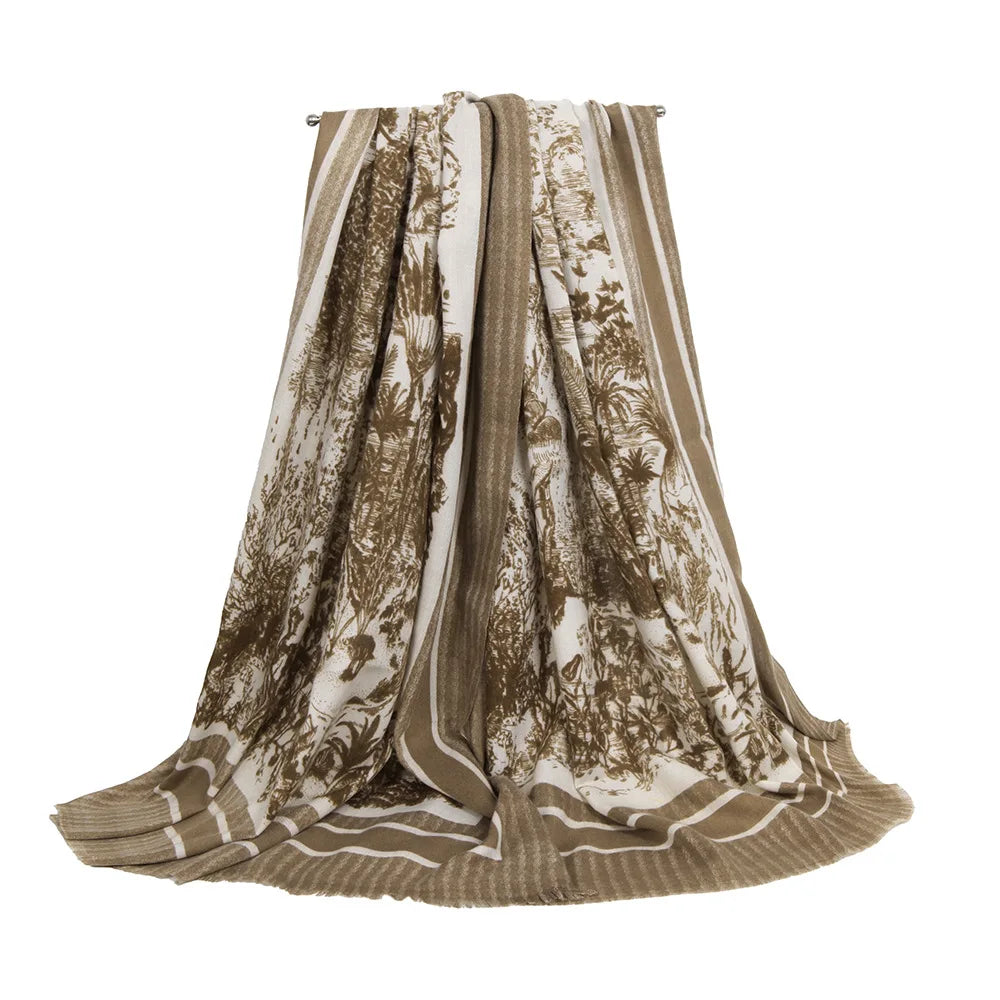 USPOP New Jungle Print Milk Fleece Scarf for Women, Autumn Winter Warm Shawl Wrap Neck Scarf