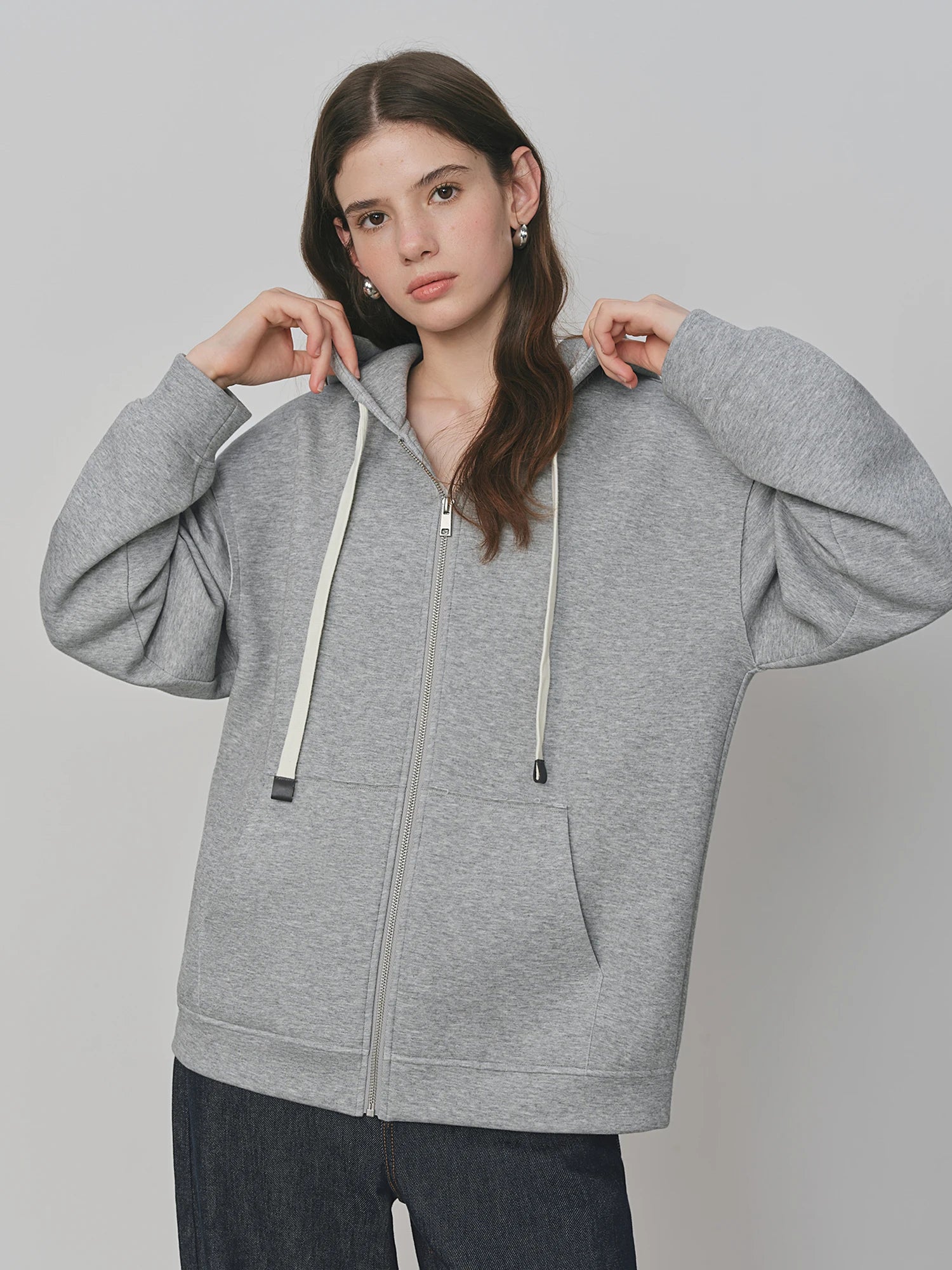 FSLE Autumn 2025 Women's Drop Shoulder Sweatshirt - Textured Open Front Relaxed Fit Casual Layer Loose Knit Top