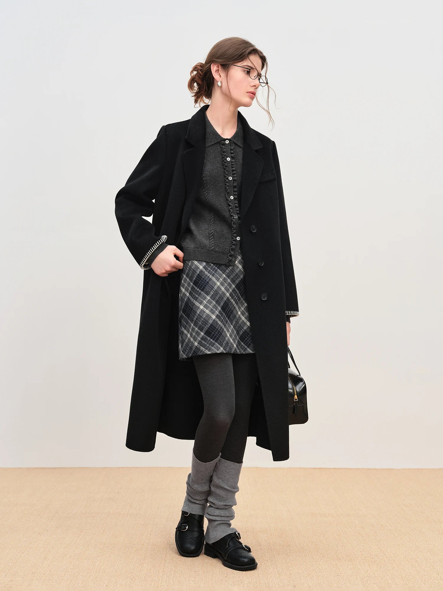 FSLE French Style Wood Ear Hem Heavy Cable Knit Sweater for Women Winter 2025 New Sweater